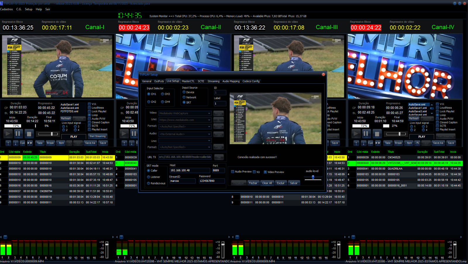 tvplay-4 playout de 4 canais central cast